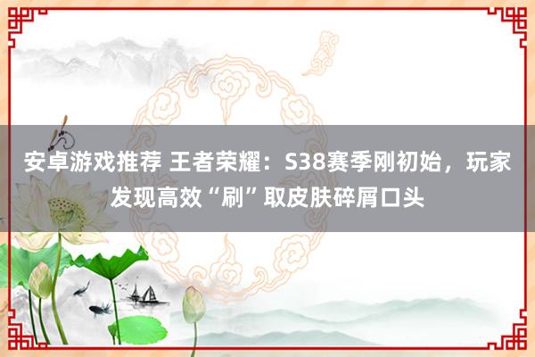 安卓游戏推荐 王者荣耀：S38赛季刚初始，玩家发现高效“刷”取皮肤碎屑口头