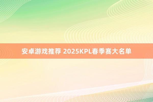 安卓游戏推荐 2025KPL春季赛大名单